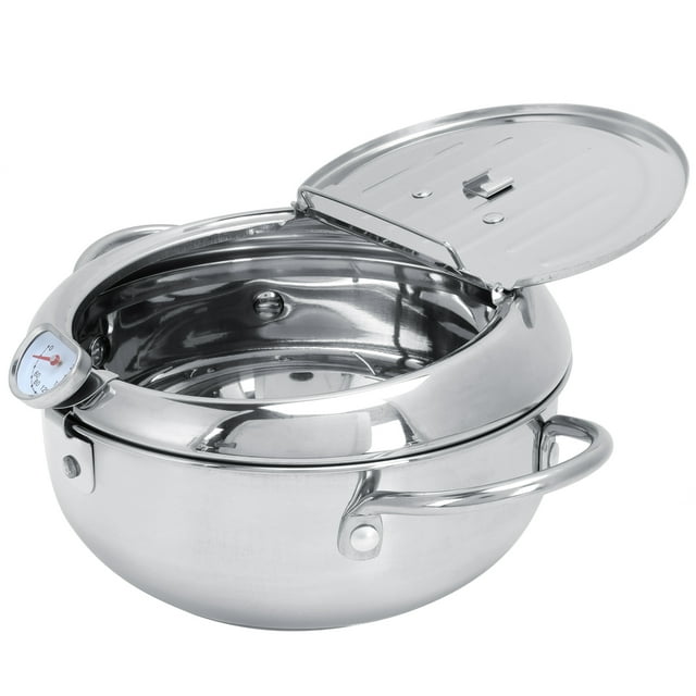 Deep Frying Pot ,Stainless Steel Frying Pan with Lid Kitchen Cookware Fryer for Kitchen French Fries, Chicken Etc ,Tempura Fryer with , Lid And Oil