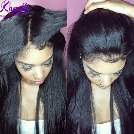Kapelli Brazilian Straight Full Lace Human Hair Wigs With Baby Hair Lace Wig
