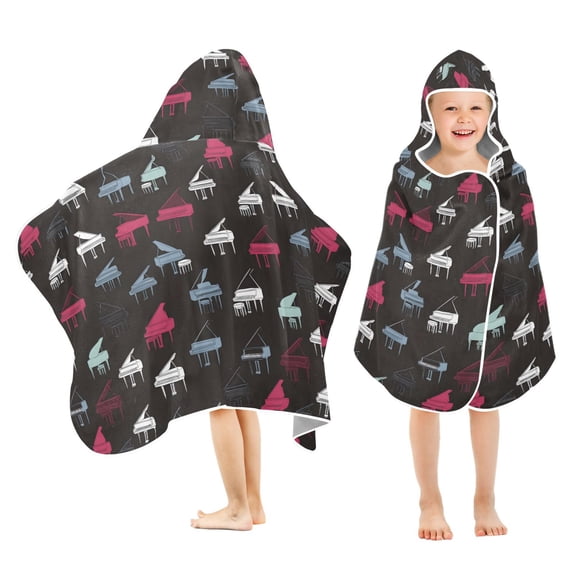 joogoo Piano Style Kids Hooded Beach Towel Baby Bath Towel 23.5"x50"