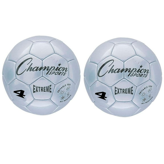 Champion Sports Extreme Soccer Ball Size 4 Silver Pack of 2 (CHSEX4SL-2)