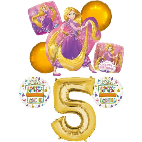 NEW! Tangled Rapunzel Disney Princess 5th BIRTHDAY PARTY Balloon decorations ...