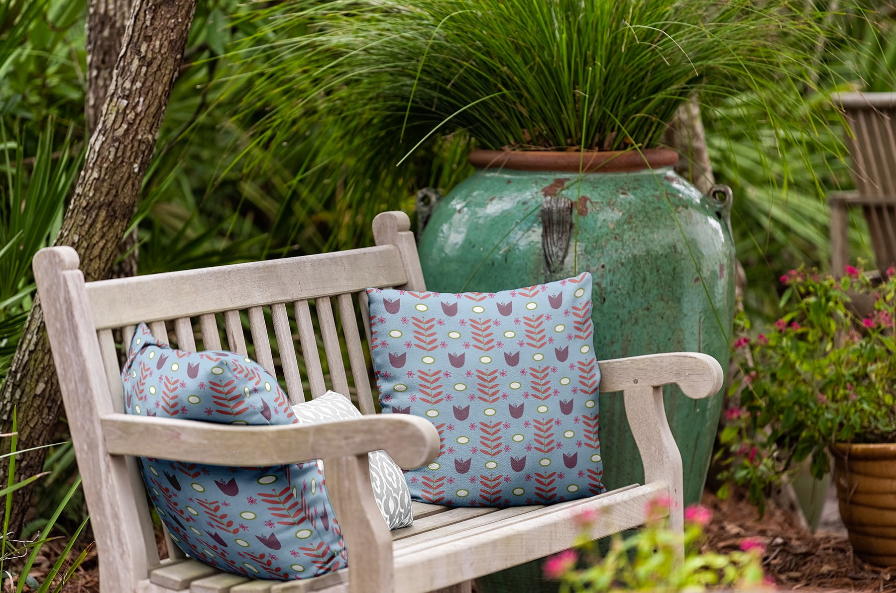 20" x 20" Simply Daisy Spring Garden Indoor/Outdoor Pillow, Lighter than Air Blue Qty 1