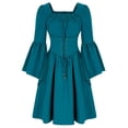 thumbnail image 3 of Clothing Female Princess Female Bell Sleeve Dress Female Retro Palace Peasant Gothic Ball Dress-Blue-L, 3 of 7
