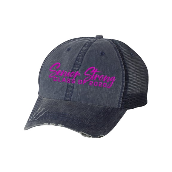 Women's Embroidered Senior Strong Class of 2020 Distressed Baseball Cap, Navy