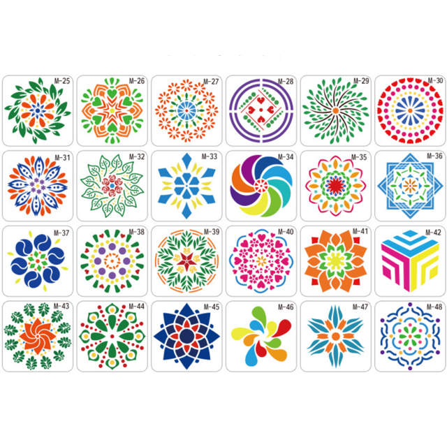 48 Uds herramientas de punteado de mandala plantillas de pintura plantilla de dibujo reutilizable de Mandala para azulejo de pared de suelo Diy Sincero Hogar