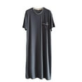 thumbnail image 1 of Short Sleeved Nightgown for Men, Loose Straight Tube Fit, Mid-Length Home Wear, Breathable Polyester, Solid Color, Round Neck, 1 of 6