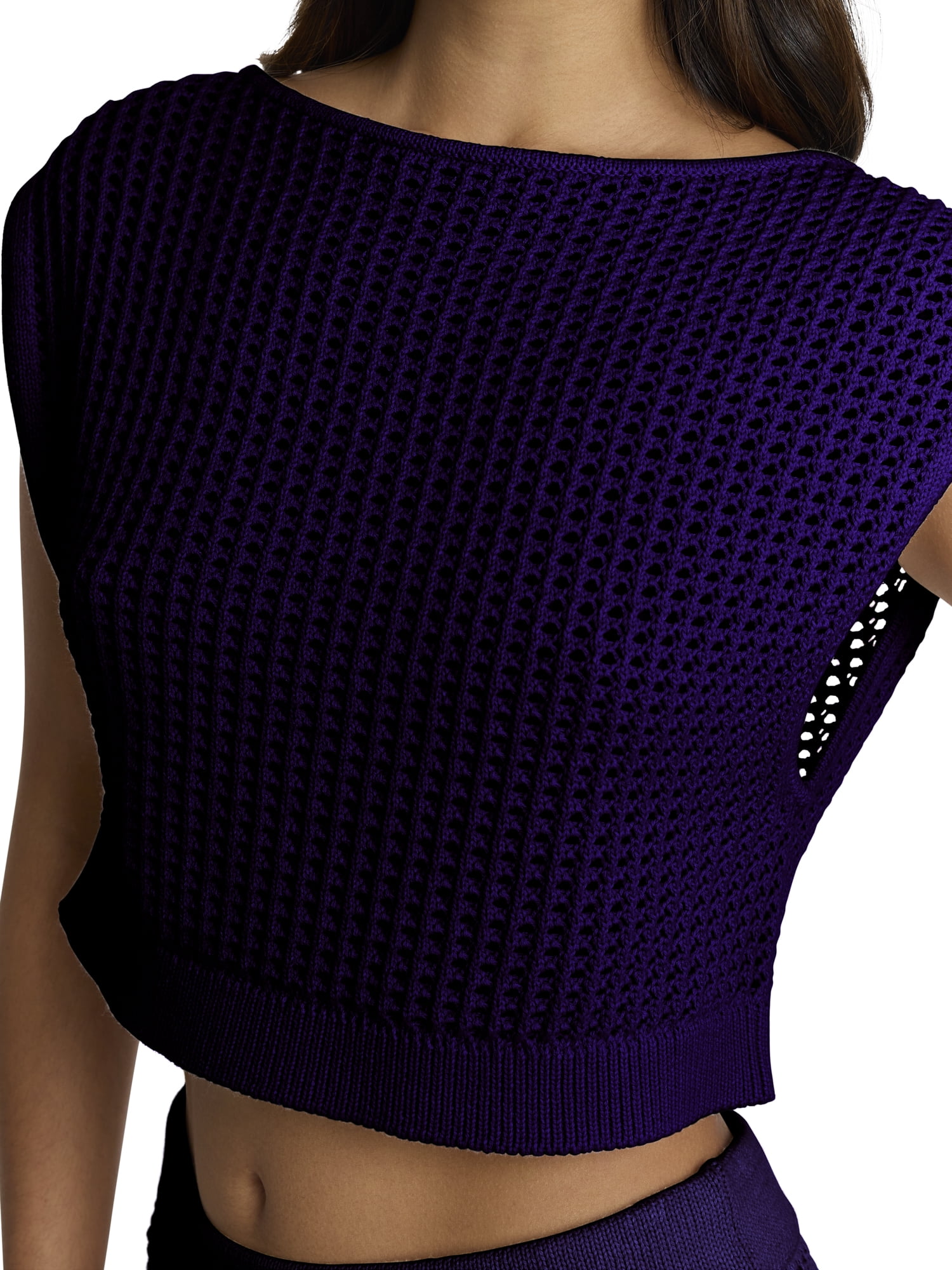 Mills by Millie Bobby Brown Women's Boxy Crochet Sweater Top, Sizes XXS-XXL