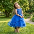 thumbnail image 4 of Flower Girls Dress Cobalt Blue Belted Wedding Party Bridesmaid 12 Years, 4 of 9