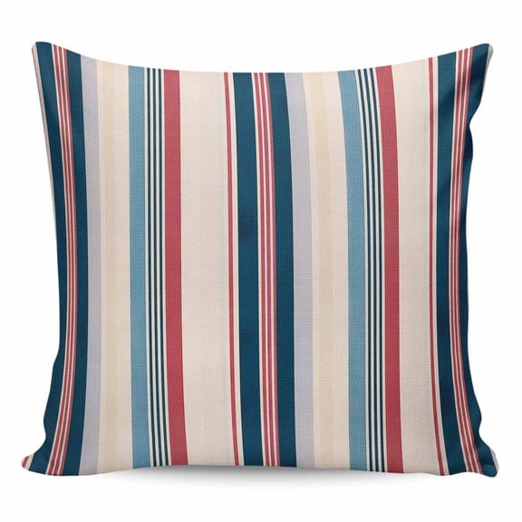 Blue Red Striped Pillow Covers 18x18 Inch Decorative Throw Pillow Cover, Modern Stripes Art Farmhouse Sofa Pillowcases Accent Cushion Case Home Decor Bedroom Living Room