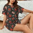 thumbnail image 4 of Fuzoiu coffee mug cup Print Women's Short-Sleeved Pajama Set,Lounge Sleepwear Set,Womens Pajama Sets 2 Piece,Button-Up Top and Shorts with Pockets-4X-Large, 4 of 7