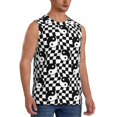 thumbnail image 2 of Bixox Men's Ying Yang Checkered Printed Shirt Sleeveless Fitness Tank Top-Medium, 2 of 5