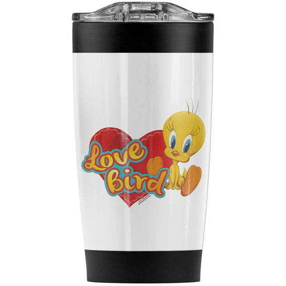 Looney Tunes Tweety Love Bird Valentine'S Day Stainless Steel Tumbler 20 oz Coffee Travel Mug/Cup, Vacuum Insulated & Double Wall with Leakproof Sliding Lid | Great for Hot Drinks and Cold Beverages