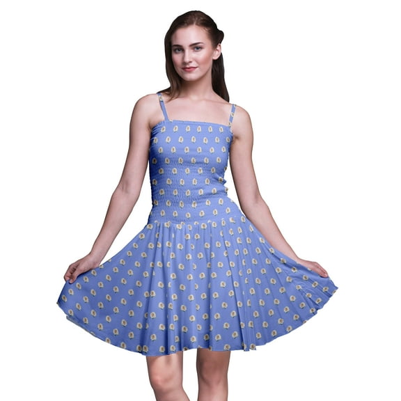 Bimba Floral Printed Spaghetti Strap Summer Sun Dress Holiday Beach Party Dress-Large