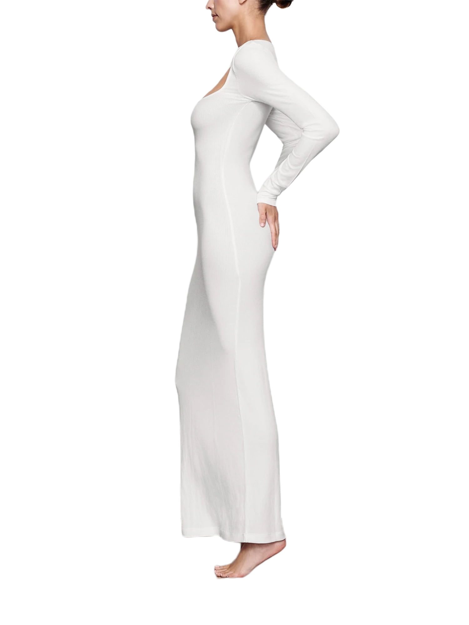 ワンピース SQUARE-SLEEVES DRESS WYYWYY 2024 Women's Midi Dress Long Sleeve Ruched Bust