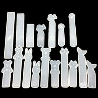 8pcs/Pack Ruler Bookmark Resin Molds Kit Keychain Silicone Molds