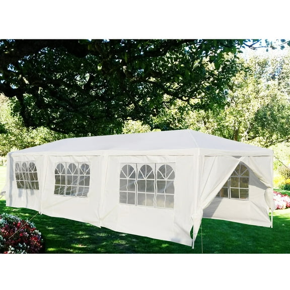 Gymax White Wedding Tent 10'x30'Outdoor Party Canopy Events