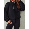 thumbnail image 5 of Cenuakty Women's Spring Autumn Loose Sweatshirt Solid Color Long Sleeve Half Zip Up Pullover, 5 of 9