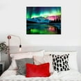 thumbnail image 4 of COMIO  Nature Landscape Aurora Borealis Artwork Painting Blue Green Northern Light Canvas Prints for Living Room Bathroom Wall Decoretion Framed Ready to Hang, 4 of 4