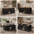 thumbnail image 3 of 47.3 in Lift Top Coffee Table with Storage Coffee Tables for Living Room Farmhouse Center Table, Large Rectangle Middle Tables with Hidden Compartment & Adjustable Shelf,Black, 3 of 9