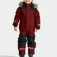 thumbnail image 3 of LpwkSSA Kids Girls Boys Snow Suits Waterproof Windproof Ski Jumpsuits Winter Warm Snowsuits Toddler Jackets Coats (Wine,4-5 Years), 3 of 7