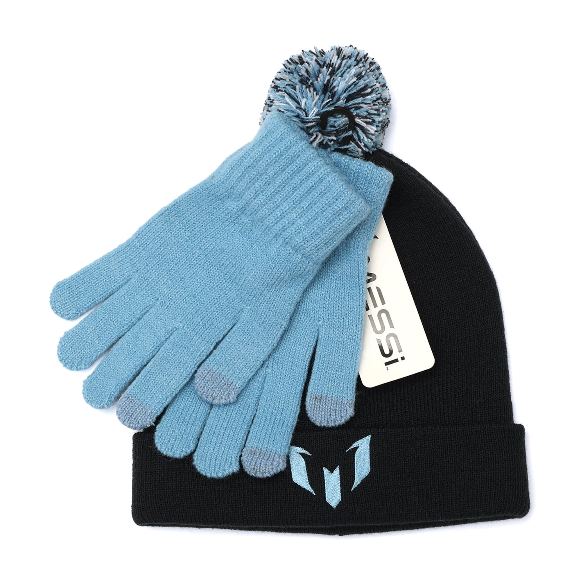 Messi Boy's Cuff Beanie Hat and Gloves Set, 2-Piece, One Size Fits Most in the Age Group 4-10