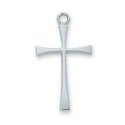 McVan L8019 0.94 x 0.52 x 0.12 in. Sterling Silver Cross Pendant for 18 in. Rhodium Plated Brass Chain