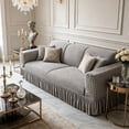 thumbnail image 6 of Stretch Textured Sofa Cover with Ruffled Skirt, 3-Seater Couch Slipcover for 75"-90" Sofa, Soft Seersucker Fabric Protector for Pets, Living Room Decor, Washable, 1PK, 6 of 6