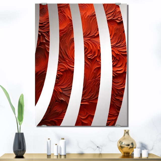 Designart "Fusion Vector of Volcanic Red II" Tachisme Oversized Wall Mirror - Modern Abstract Hallway Decorative Wall Mirrors - Multiple Color Options