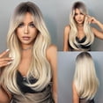thumbnail image 1 of EASIHAIR-Peluca de cabello sintético para mujer, cabellera artificial largo con degradado Rubio, parte media, alta densidad, resistente al calor, para Cosplay, 1 of 4