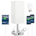 thumbnail image 1 of Bedside Lamp with USB Port and Outlet, 3-Way Dimmable Touch Lamp with USB Charging Port for Bedroom, Small White Table Lamp with Charger for Nightstand Living Room Office Desk (LED Bulb Included), 1 of 7