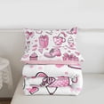 thumbnail image 5 of Manfei Coquette Bow Gift Full Size Comforter Sets For Kids,Pink Cupcake Bow Boot Bedding Sets For Girls,Pink Reversible,3pcs, 5 of 7