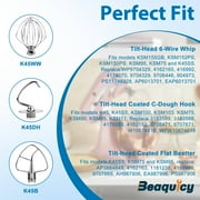 Beaquicy K45WW Stand Mixer Attachments Dough Hook Wire Whip Flat Blade Paddle with Scraper for KSM150 Tilt Head