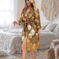 thumbnail image 5 of Yuyamidu Gold Christmas Robes for Women Lightweight Long Sleeve Bathrobe Xmas Ball Mid-Calf Length Spa Robe Sexy Long House Robes Size 2XL Soft Nightgowns with Waist Belt, 5 of 7