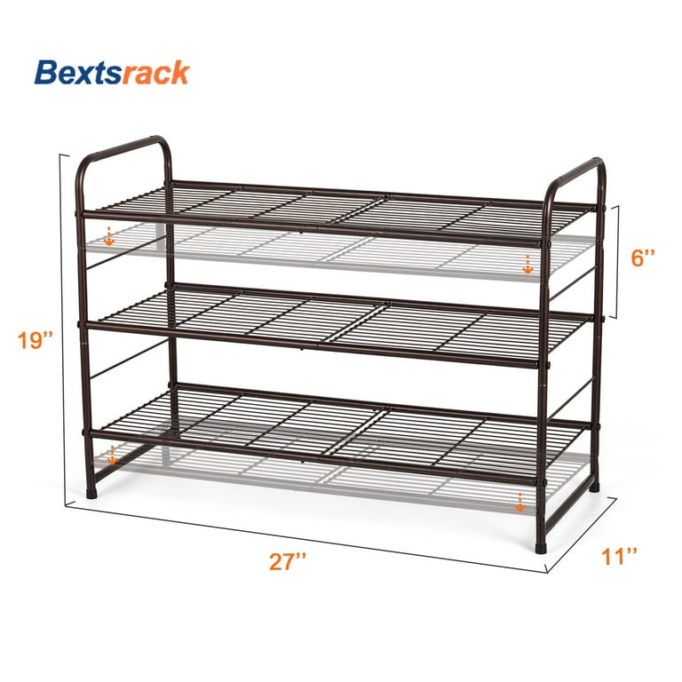 Bextsrack 3 Tier Shoe Rack over the Door Adjustable Multi-Function Wire  Grid Shoe Organizer Storage in Kitchen,(Bronze)