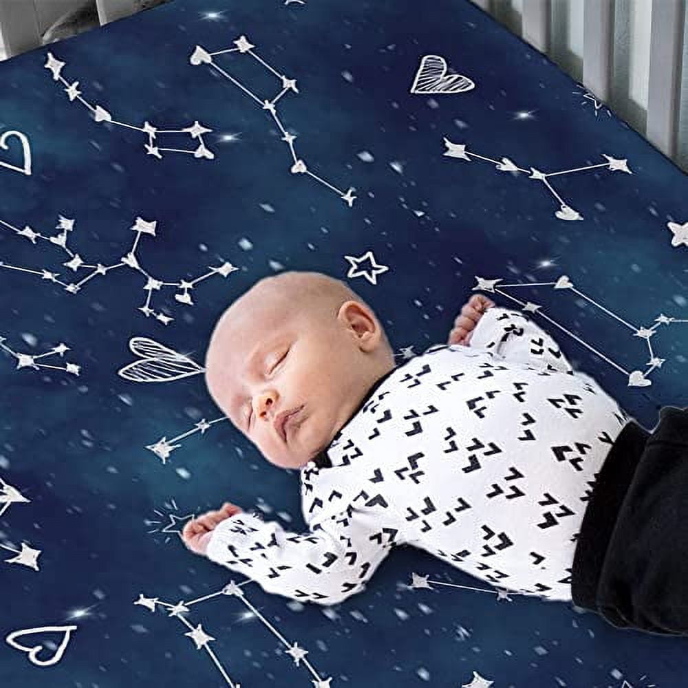 JumpOff Jo - 2 Pack Fitted Crib Sheets, 100% Cotton, Standard Crib 28 in. x 52 in. - Galaxy and Mama Bear
