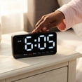 thumbnail image 2 of REGALWOVEN Digital Dual Alarm Clock, Big Numbers Display Dimmable Wall Clocks, Temperature, Day of Week, DST Desk Alarms White 8.3"L x 1.2"W x 4.3"H, 2 of 7