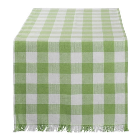 

Design Imports CAMZ10437 14 x 72 in. Green Heavyweight Check Fringed Table Runner