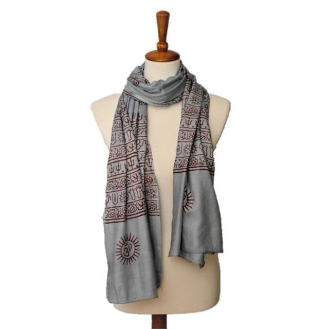 OM Hindu Yoga Meditation Prayer Shawl - Ash Blue