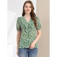 thumbnail image 3 of INSPIRE CHIC Blouse à Manches Courtes Bouffantes à Boutons avec Imprimé Floral pour Femmes, 3 of 6