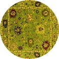 thumbnail image 1 of Ahgly Company Machine Washable Indoor Round Oriental Yellow Industrial Area Rugs, 7' Round, 1 of 4