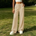 thumbnail image 5 of Dxzfnsa Women's Wide Leg Sweatpants Casual Solid Color Straight Leg Sweat Pants Womens Soft Drawstring Elastic Pants with Pockets, 5 of 6