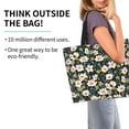 thumbnail image 2 of Honeii Flowers Print Tote Bag for Women, Foldable Tote Bag Large Shoulder Bag Top Handle Handbag for Travel, Work, 2 of 8