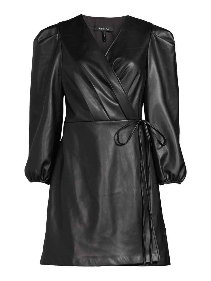 slim fit dress slacks Faux Leather Midi Dress – bebe main image 1