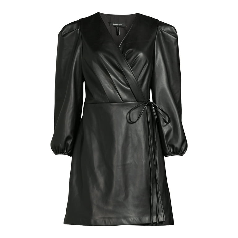 BCBG Paris Women s Faux Leather Wrap Dress Sizes XS XXL Walmart