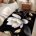 thumbnail image 4 of Gorgeous Flowers Area Rug 4x6 FT, Non Slip Kids Room Carpet, White Gold Floral Botanicals Black Washable Soft Floor Carpet Non-Shedding Throw Rug for Dorm Kitchen Study Room Home Office Bedside, 4 of 9
