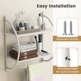 thumbnail image 6 of Costway Wall Mounted Bathroom Shelf with 2 Tier Bathroom Towel Rack 2 Towel Bars for Hotel White, 6 of 10