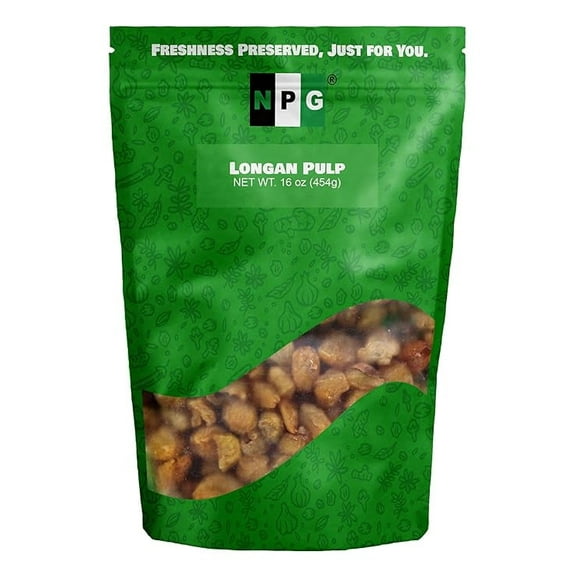 NPG Dried Longan Pulp 16 Oz, Longan Fruit, Gui Yuan, Lung Gan, No Additives, Edible, Perfect for Teas, Snacks, Desserts, Cooking, Dragon Eye