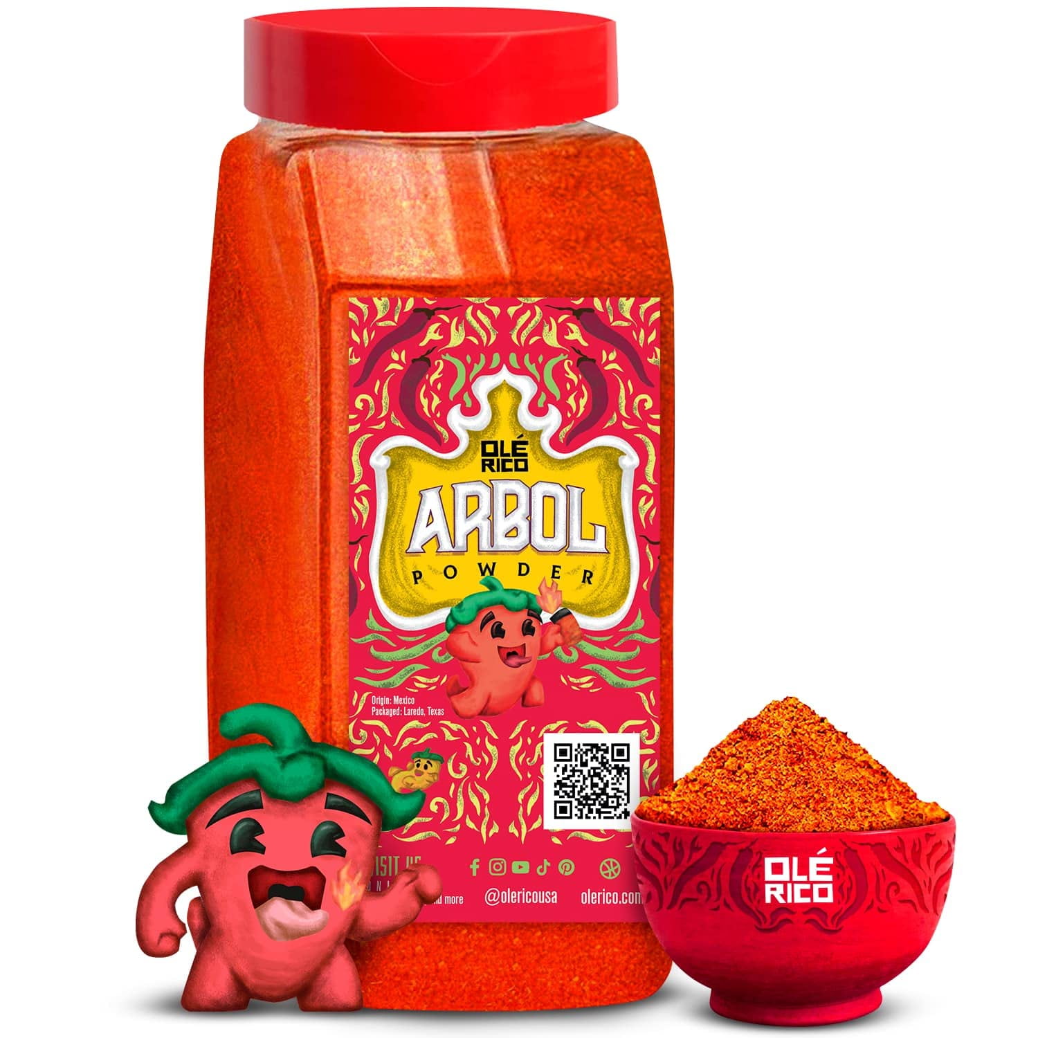 Ole Rico Chile de Arbol Powder Shaker, 20 oz