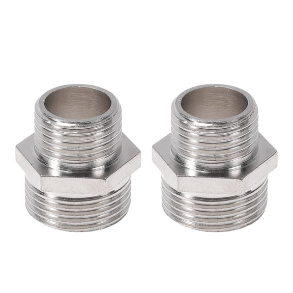 Unique Bargains Copper Electroplated Pipe Fittings 1/2"Male x 3/4"Male Double Male Threaded Coupling 1.19" 2 Pcs