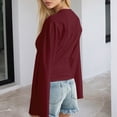thumbnail image 6 of Long Sleeve Shirts for Women Round Neck Solid Wide Sleeve Waist Cinched Long Sleeve Blouse Womens Shirts Dressy Casual Wine 2Xl, 6 of 8